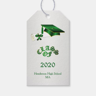 Green yellow mortar, diploma Graduation Gift Tags
