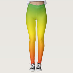 Green Yellow Orange Modern Ombre Leggings