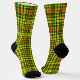 Green Yellow Orange Plaid Tartan Design Socks