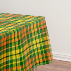Green Yellow Orange Plaid Tartan Design Tablecloth