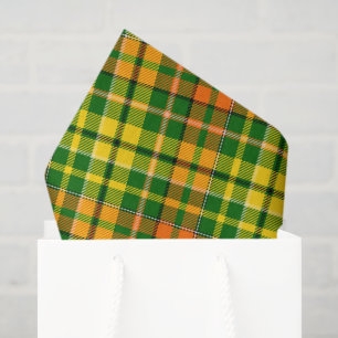 Green Yellow Orange Plaid Tartan Design Tissue Paper