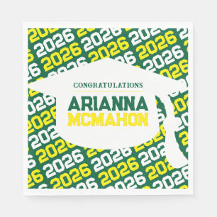 Green & Yellow Personalised Graduation Cap Paper Napkin