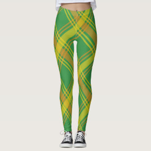 Green & Yellow Plaid Leggings