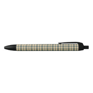 Green Yellow Plaid Pattern Black Ink Pen