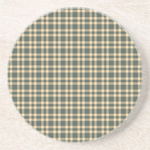 Green Yellow Plaid Pattern Coaster