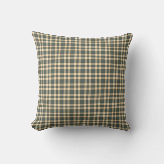 Green Yellow Plaid Pattern Cushion (Front)