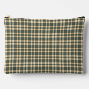 Green Yellow Plaid Pattern Large Accessory Pouch