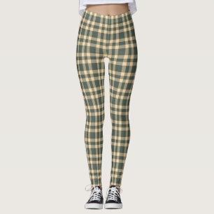 Green Yellow Plaid Pattern Leggings