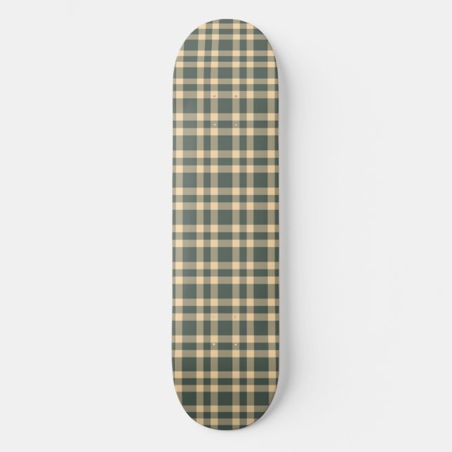 Green Yellow Plaid Pattern Skateboard (Front)