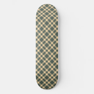 Green Yellow Plaid Pattern Skateboard