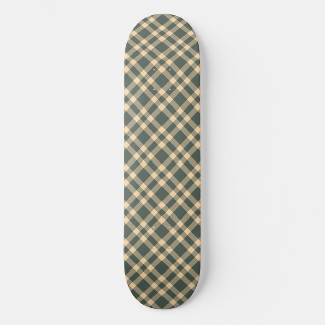 Green Yellow Plaid Pattern Skateboard (Front)