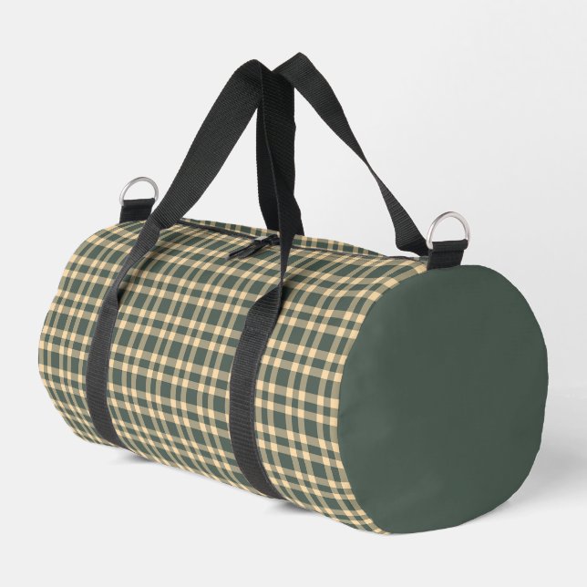 Green Yellow Plaid Pattern Small Duffle Bag (Left Corner)