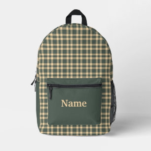 Green Yellow Plaid Personalise Pattern Printed Backpack