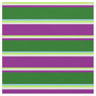 Green, Yellow, Purple, Dark Green & Light Sky Blue Fabric