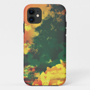 Green yellow red cloud abstract digital art design iPhone 11 case