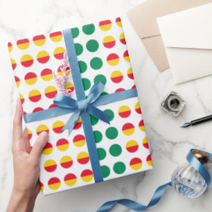 Green Yellow Red Dots Circles Wrapping Paper