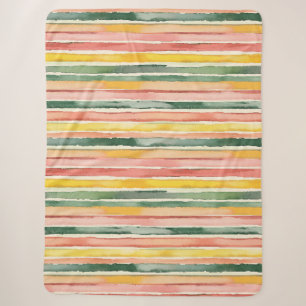 Green Yellow Red Pink Stripes Sherpa Blanket