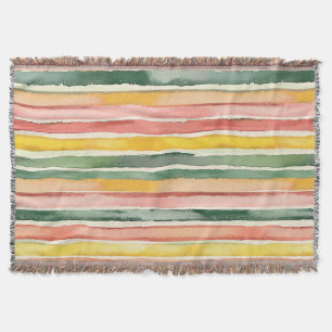 Green Yellow Red Pink Stripes Throw Blanket