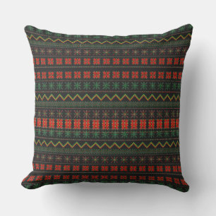 Green-Yellow-Red Pixel knit Pattern Cushion