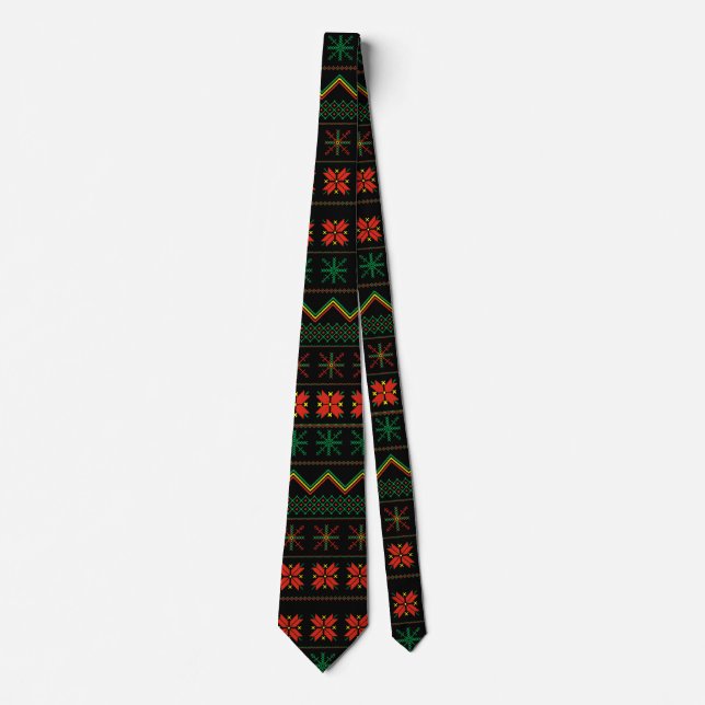 Green-Yellow-Red Pixel knit Pattern Tie (Front)