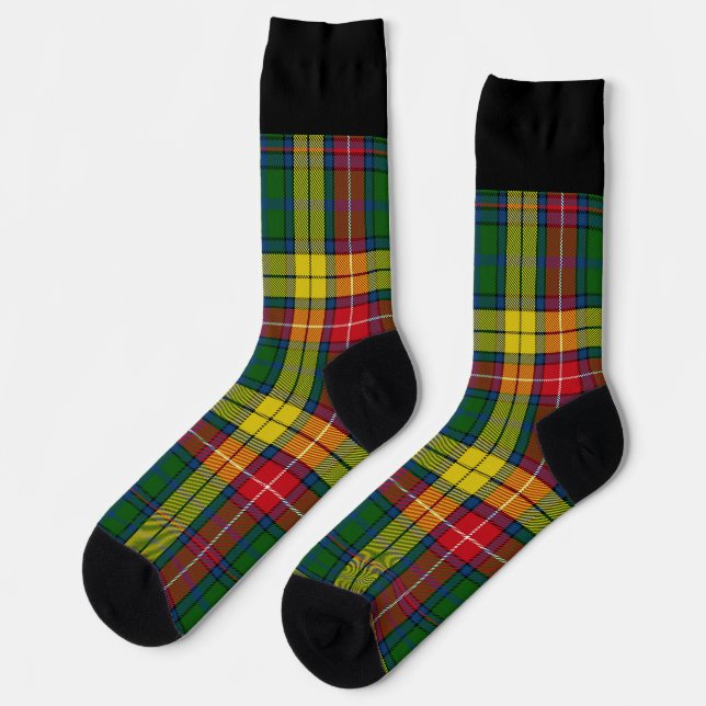 Green Yellow Red Plaid  Socks (Left)