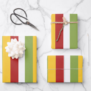 Green Yellow Red Stripes Wrapping Paper Sheet