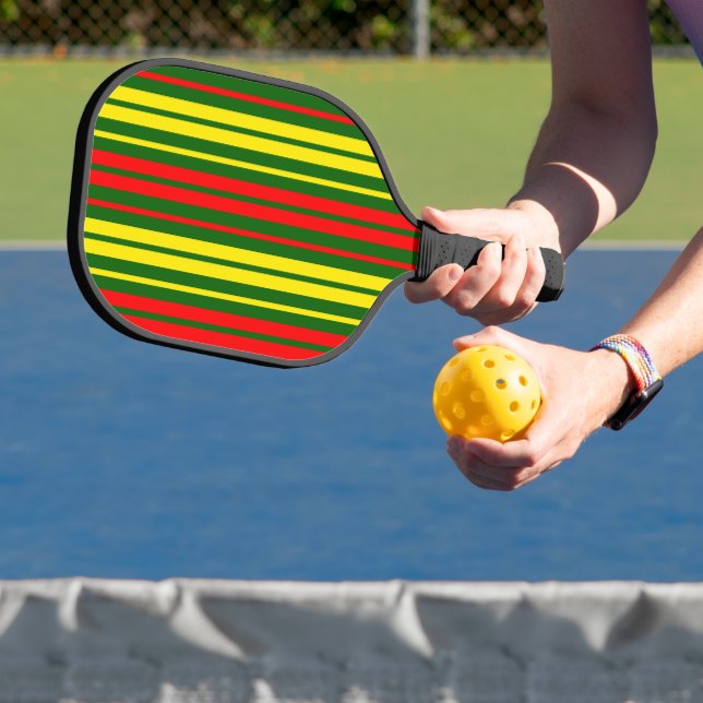 Green Yellow Red Vertical Stripes Design   Pickleball Paddle (Insitu)