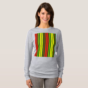 Green Yellow Red Vertical Stripes Design T-Shirt