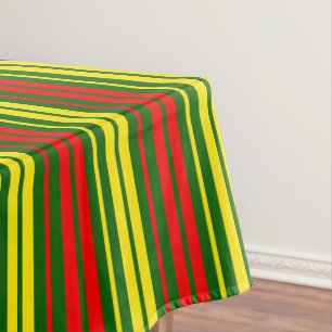 Green Yellow Red Vertical Stripes Design   Tablecloth