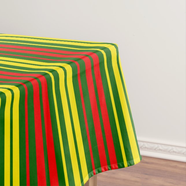 Green Yellow Red Vertical Stripes Design   Tablecloth (In Situ)