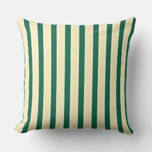 Green & Yellow Striped Coastal Throw Pillow