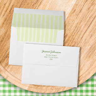 Green & Yellow Striped Handwritten Bachelorette Envelope