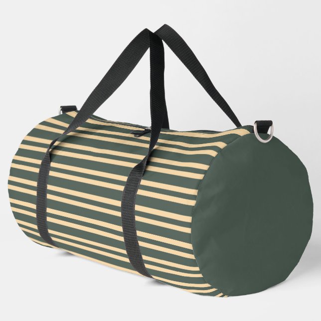 Green Yellow Stripes Pattern Large Duffle Bag (Left Corner)