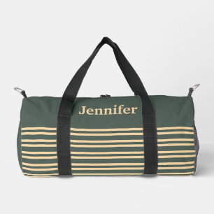 Green Yellow Stripes Personalise Pattern Small Duffle Bag