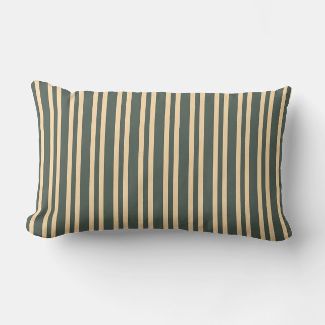 Green Yellow Stripes Seamless Pattern Lumbar Cushion (Front)
