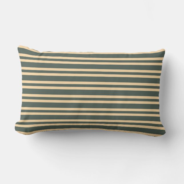 Green Yellow Stripes Seamless Pattern Lumbar Cushion (Front)