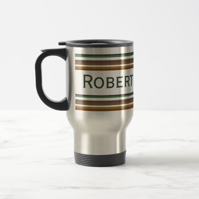 green yellow stripes travel mug (Left)