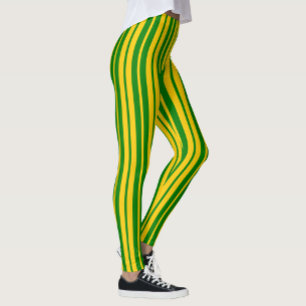 Green Yellow Stylish Stripes Pattern Design  Leggings