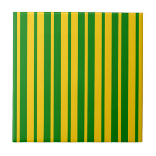 Green Yellow Stylish Stripes Pattern Design Tile