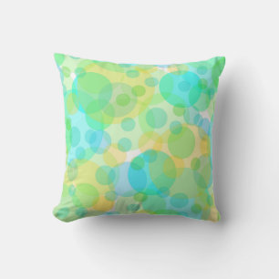 Green Yellow Teal Overlapping Watercolor Circles Cushion