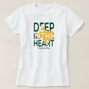 Green & Yellow TX State Cutout Deep in the Heart T-Shirt