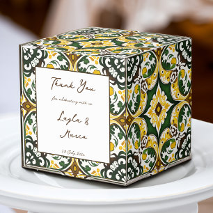 Green yellow vintage Talavera tile wedding Favour Box