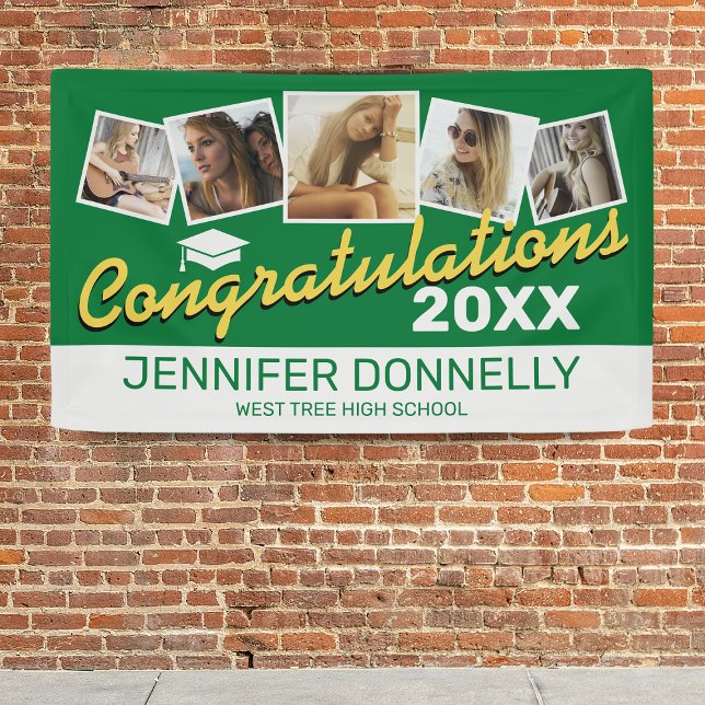 Green Yellow White 2025 Graduation Party Banner (Creator Uploaded)