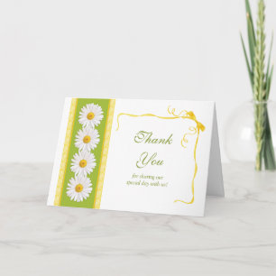 Green Yellow White Daisy Wedding Thank You Card