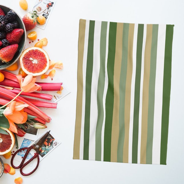 Green Yellow White Stripes Tea Towel (Creator Uploaded)