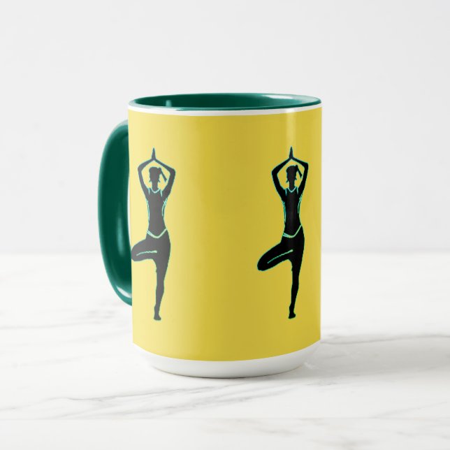 Green Yellow Yoga  Mug (Front Left)