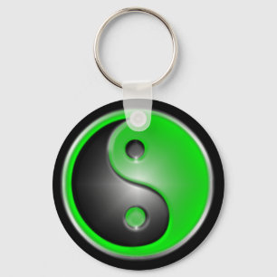 green yin and yang key ring
