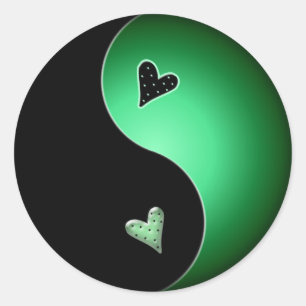 green yin yang classic round sticker