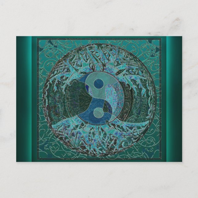Green Yin Yang Postcard (Front)