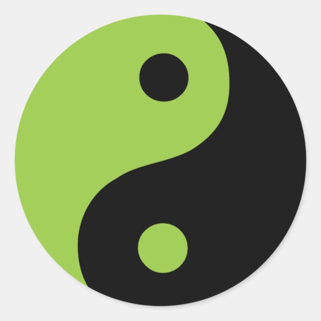 Green Yin Yang Taoist Symbol Classic Round Sticker (Front)